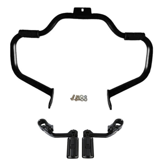 Mustache Engine Guard Bar & Highway Footpegs Fit For Harley Softail Fatboy 00-17