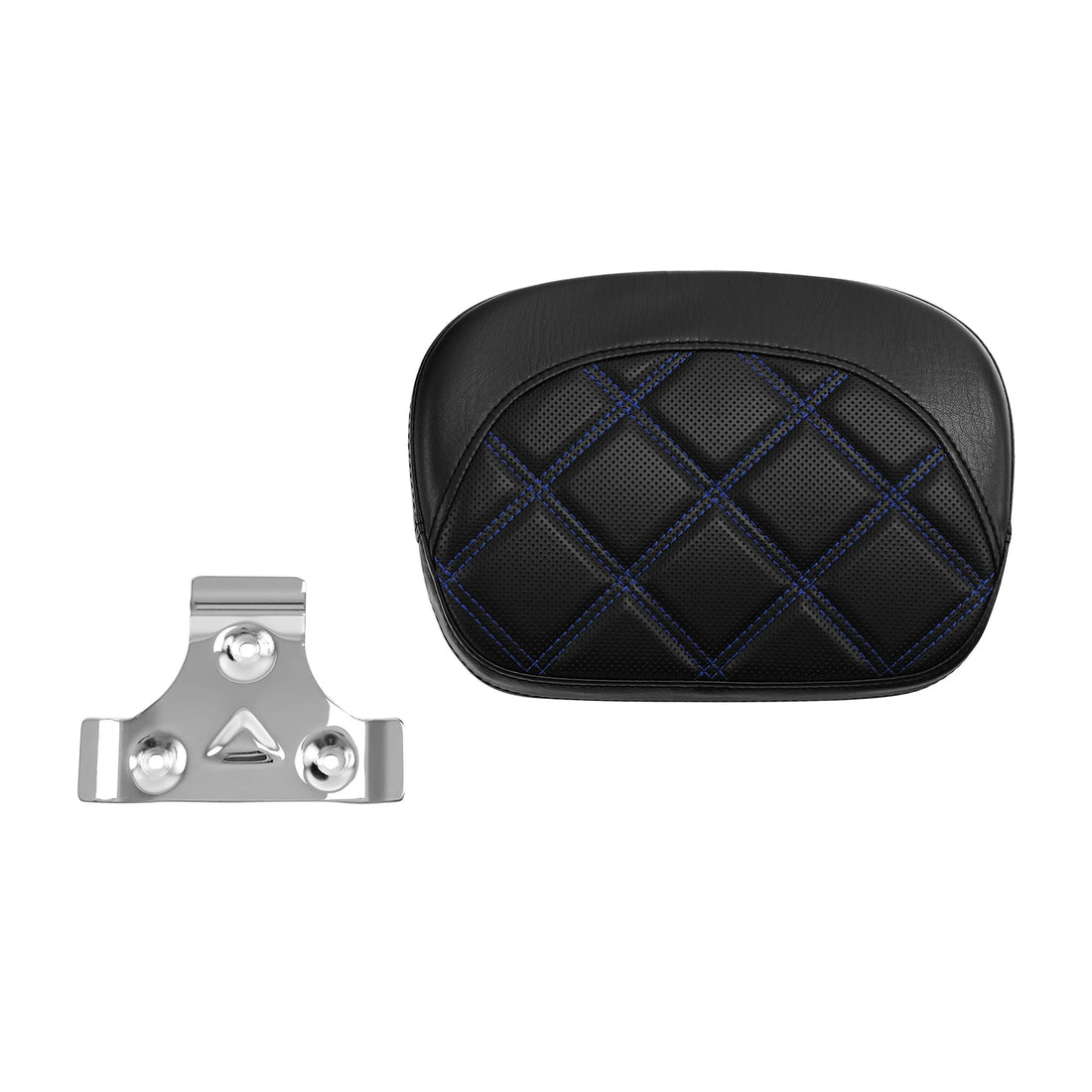 Black+Blue Passenger Sissy Bar Backrest Pad Fit For Harley Touring Road Glide