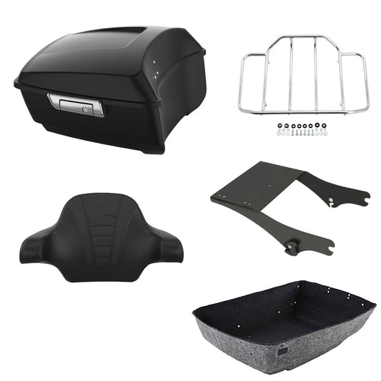 Matte King Trunk Luggage Backrest Two-Up Mount Rack Fit For Harley Touring 97-08