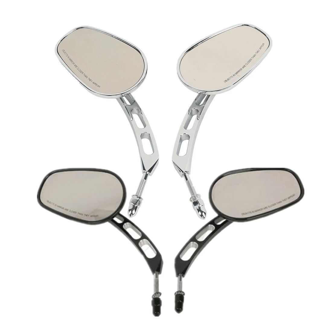 Pair 8mm Rear View Side Mirrors Fit For Harley Fat Bob Fxdf 08-16 Black/Chrome