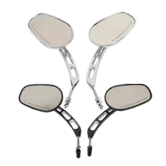 Pair 8mm Rear View Side Mirrors Fit For Harley Fat Bob Fxdf 08-16 Black/Chrome