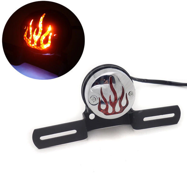 LED Flame Rear Tail Brake Stop Light Chopper Cafe Racer Old School Bobber Custom