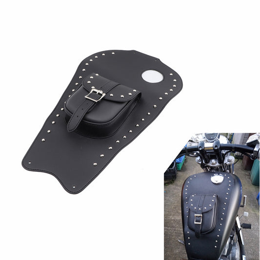Black PU Leather Tank Cap Panel Cover Bag For Honda Shadow VT1100C C1 1987-1996