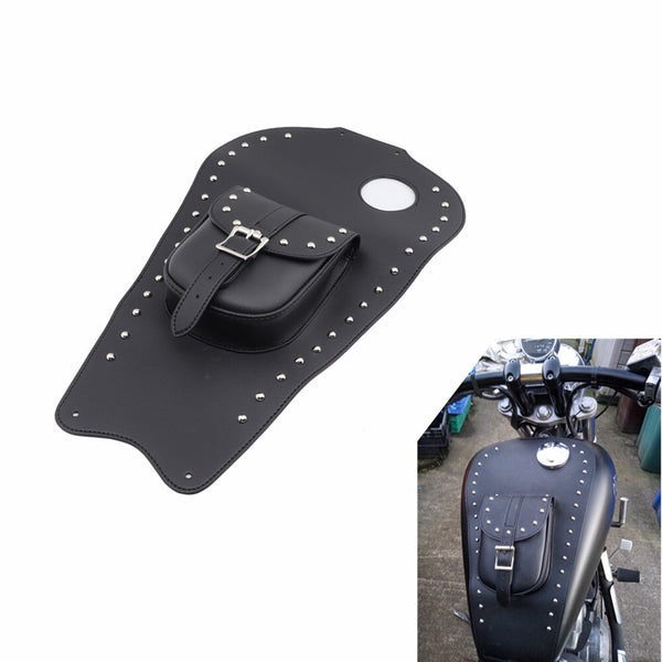 Black PU Leather Tank Cap Panel Cover Bag For Honda Shadow VT1100C C1 1987-1996