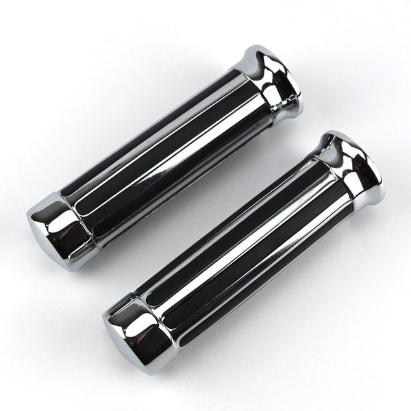 1" Chrome Handlebar Handle Grips For Harley Softail Dyna Glide Fat Boy Bad Boy