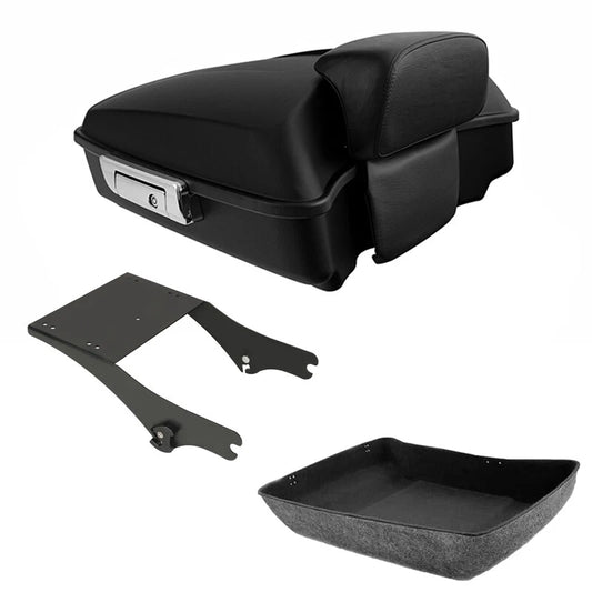 Matte Black Chopped Trunk Backrest Mount Fit For Harley Touring Road King 97-08