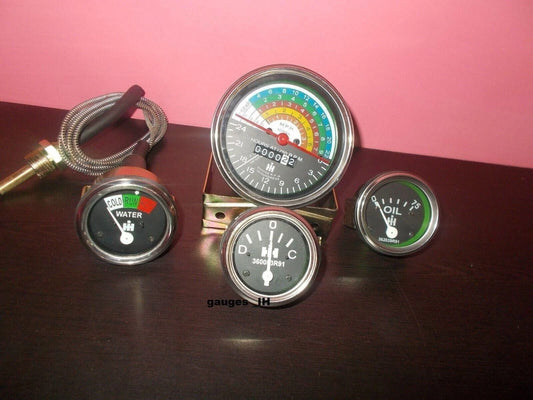 for IH Farmall Gauge Set 300 350 Gas Utility Tachometer Temperature Oil Ampere@v