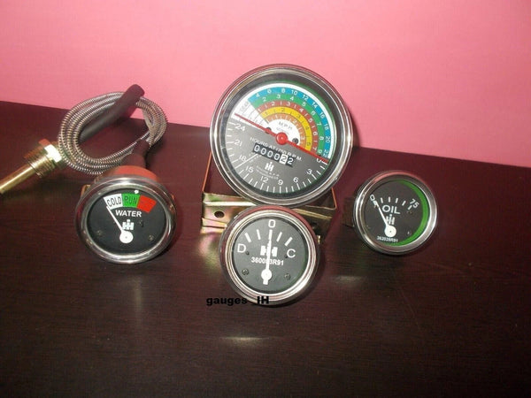for IH Farmall Gauge Set 300 350 Gas Utility Tachometer Temperature Oil Ampere@v