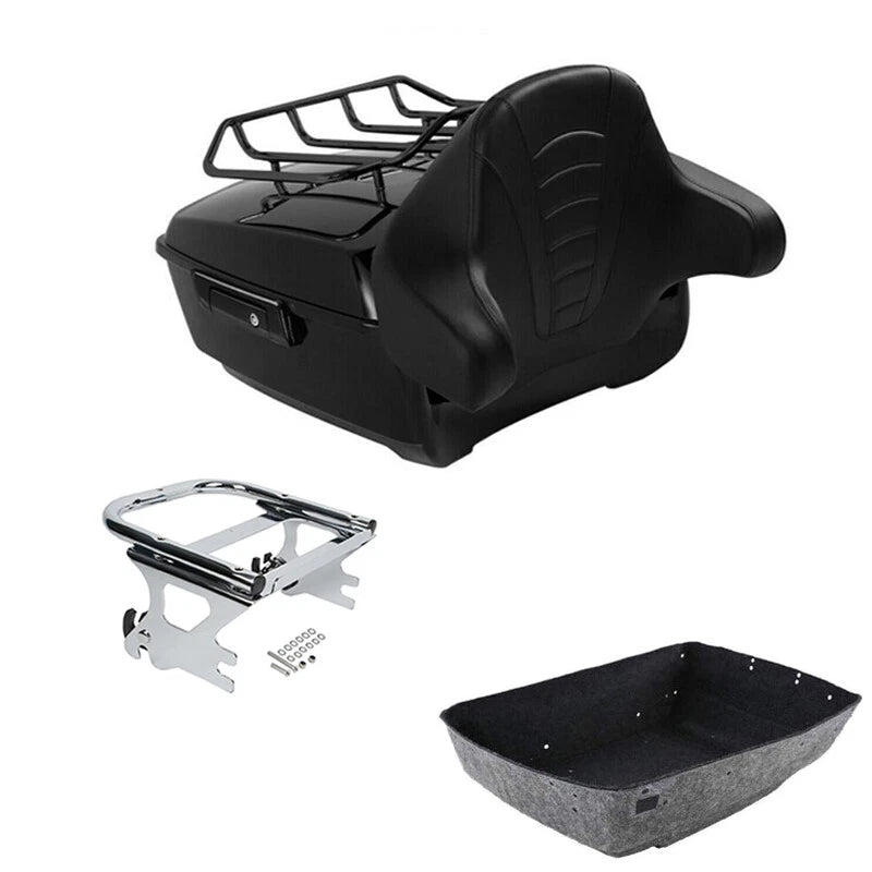 Black King Trunk Two Up Mount Rack Fit For Harley Touring Road Glide 97-08