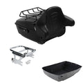 Black King Trunk Two Up Mount Rack Fit For Harley Touring Road Glide 97-08