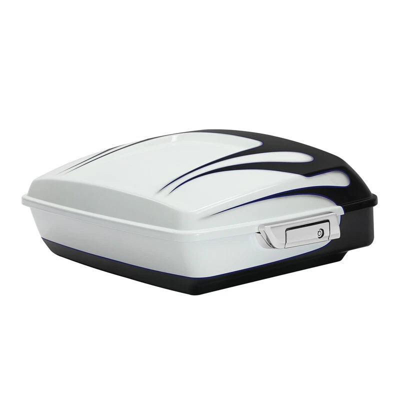 Chopped Trunk Fit For Harley Touring 14-Up White Amethyst Black Licorice Flames
