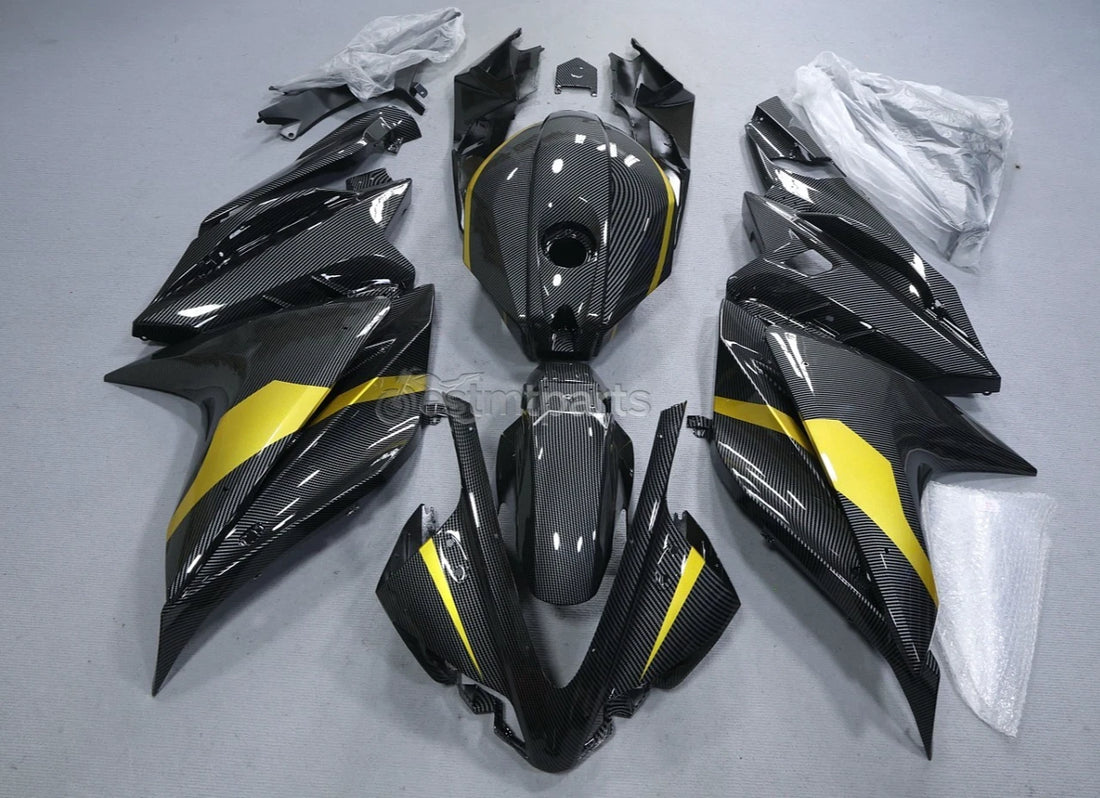 Black Carbon Fiber &Gold Painted Fairings Kit+Bolt For Yamaha YZF R125 2008-2018
