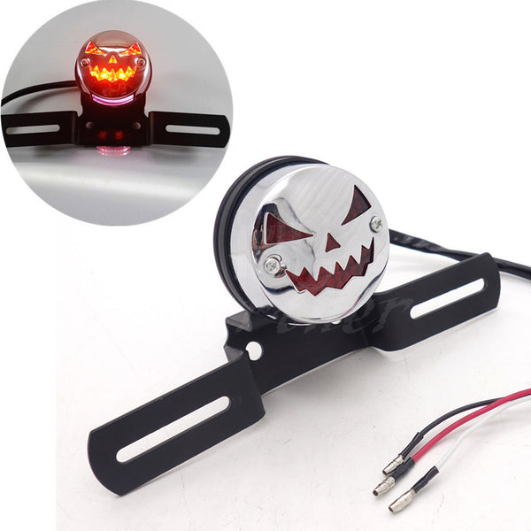 LED Pumpkin Cover Rear Tail Brake Light For Chopper Cafe Racer Old School Bobber