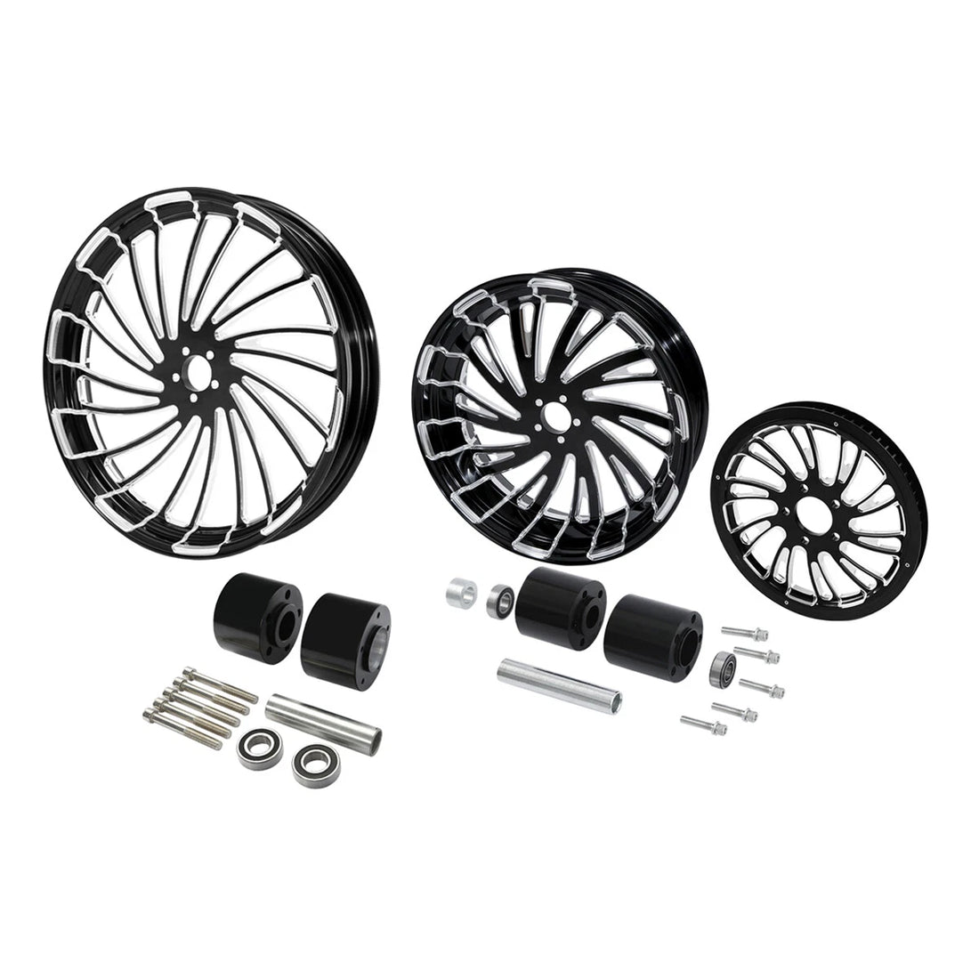 26" Front 18" Rear Wheel Rim Hub Belt Pulley Fit For Harley Electra Glide 97-08