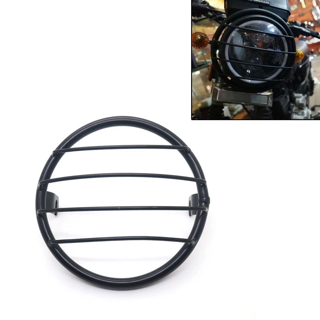 Metal Black Retro Grill Side Mount Headlight Cover Mask For Cafe Racer Chopper