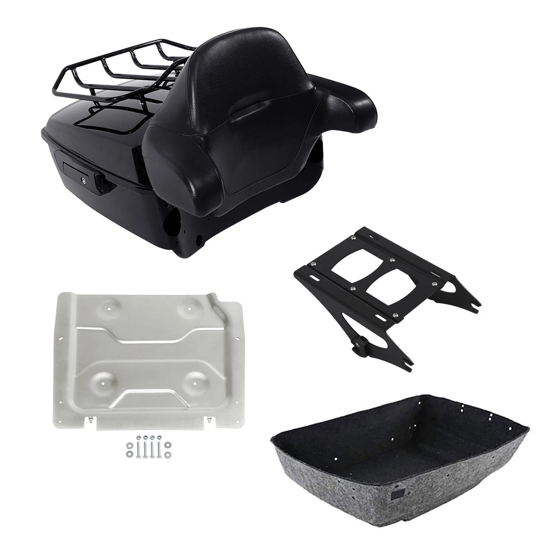 King Trunk Luggage Backrest Pad Mount Rack Plate Fit For Harley Touring 2014-26