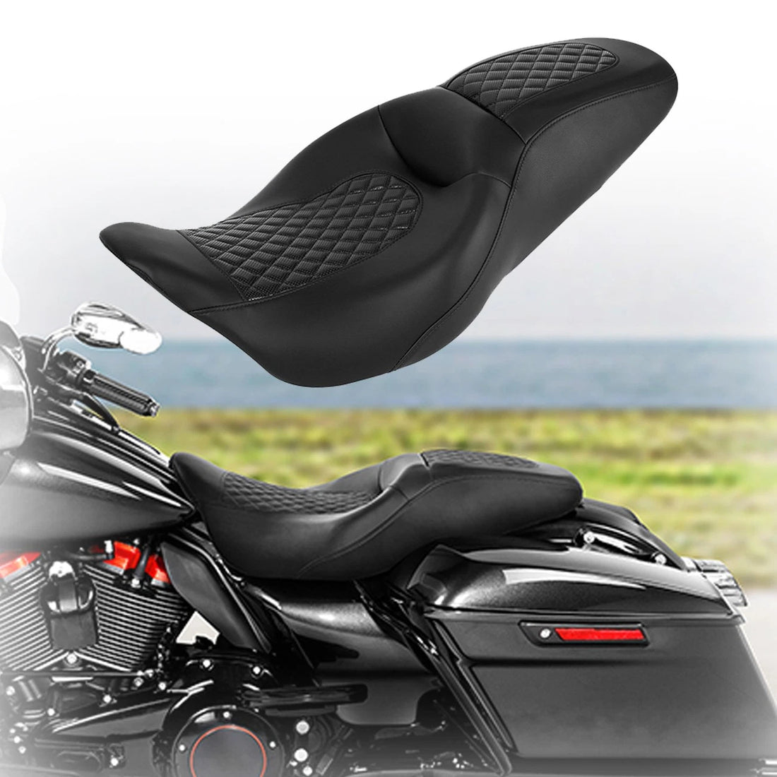 Driver & Passenger Seat Fit For Harley Touring Street Glide 2009-2023 Black