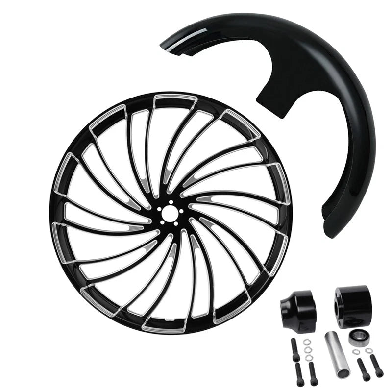 30" Front Wheel Rim Hub Single Disc & Fender Fit For Harley Road Glide 2008-2024
