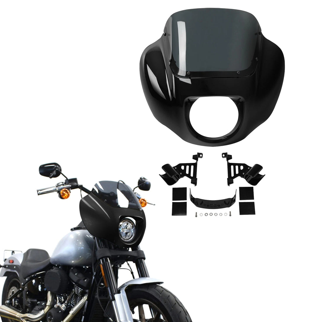 Headlight Fairing Windshield Kit Fit For Harley Softail Fxbb Fxlr Fxst 18-25