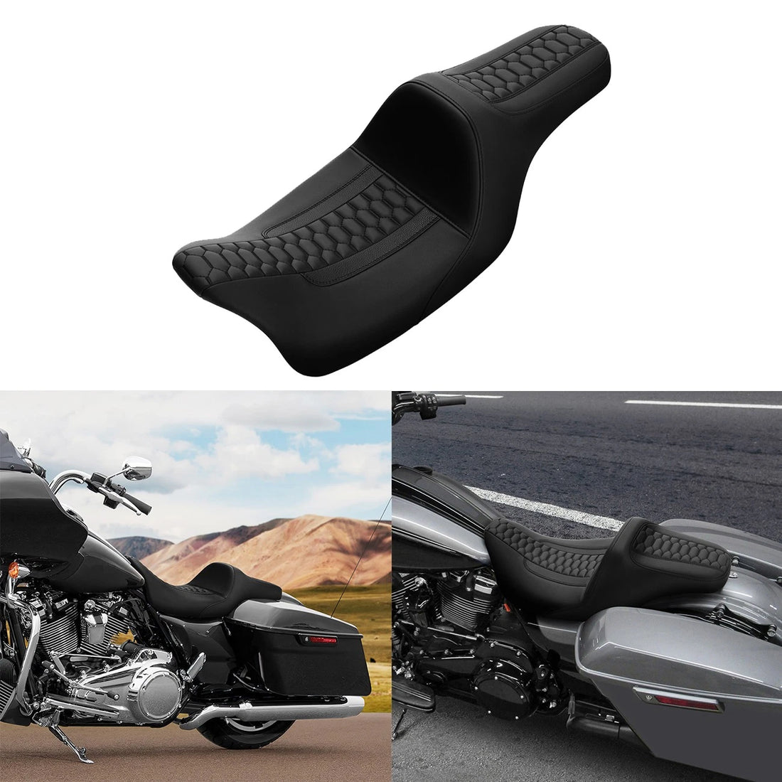 Black Seat Fit For Harley Touring Road Glide Street Glide 2009-2023