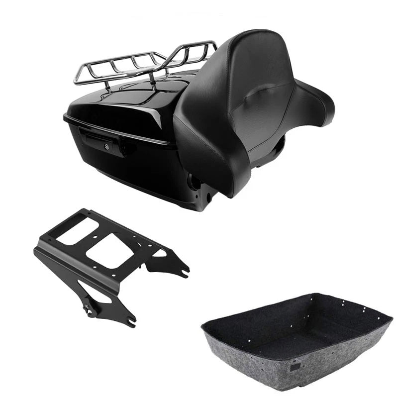 King Trunk Backrest Pad Mount Rack Fit For Harley Touring 09-2013