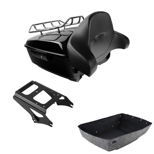 King Trunk Backrest Pad Mount Rack Fit For Harley Touring 09-2013