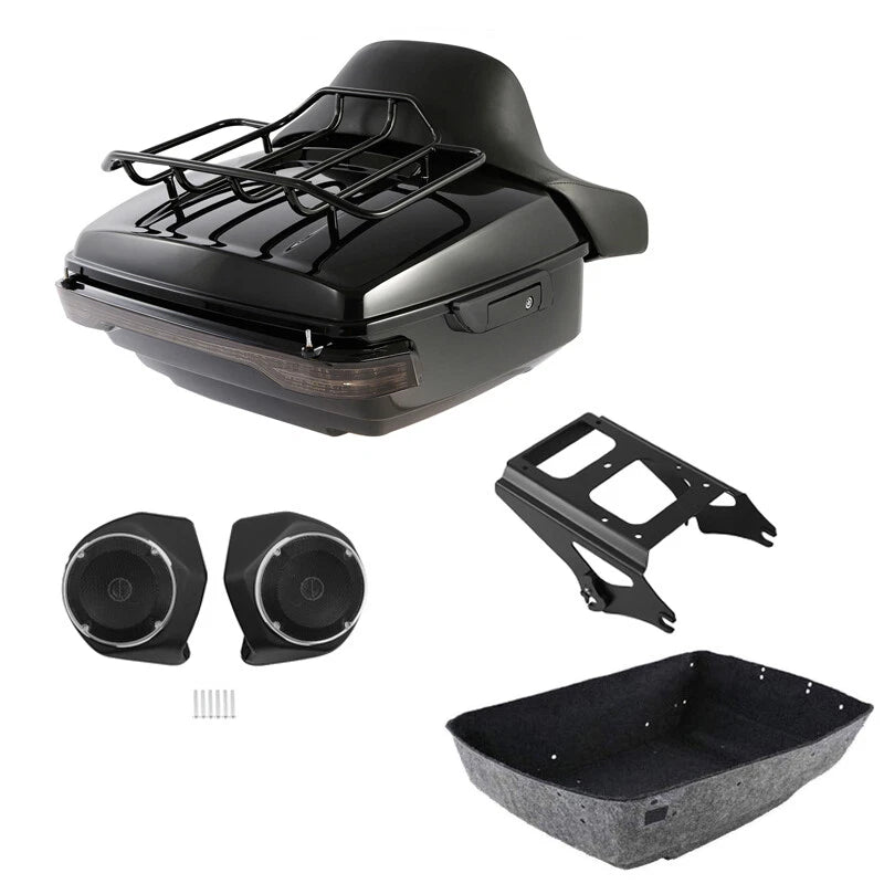 King Trunk Pad Mount Rack Light Speakers Fit For Harley Road Glide 2009-13
