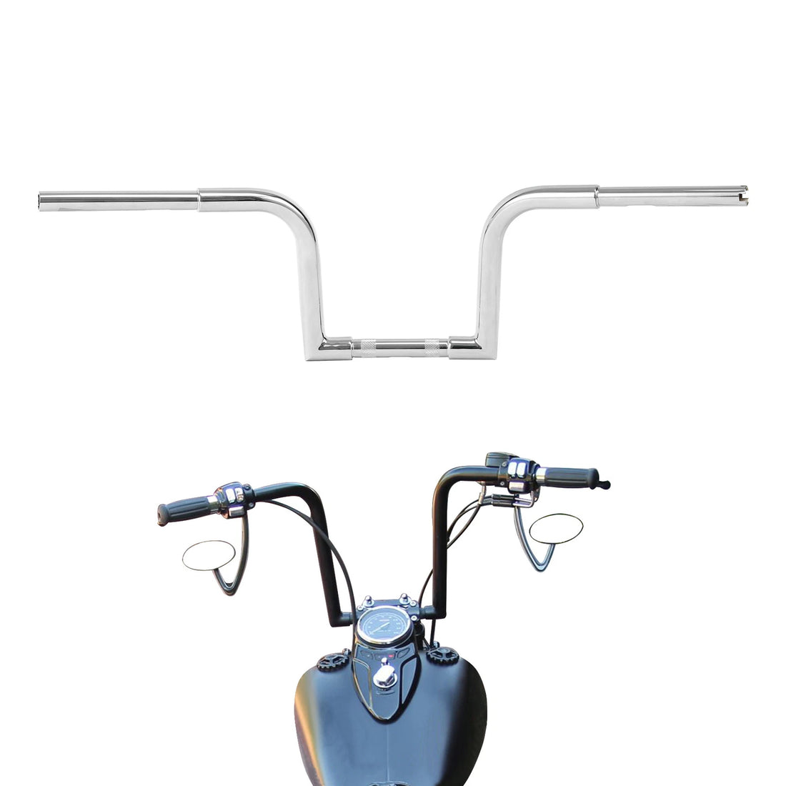 Chrome 10" Rise 1-1/4" Ape Hanger Bar Handlebar Fit For Harley Softail Sportster