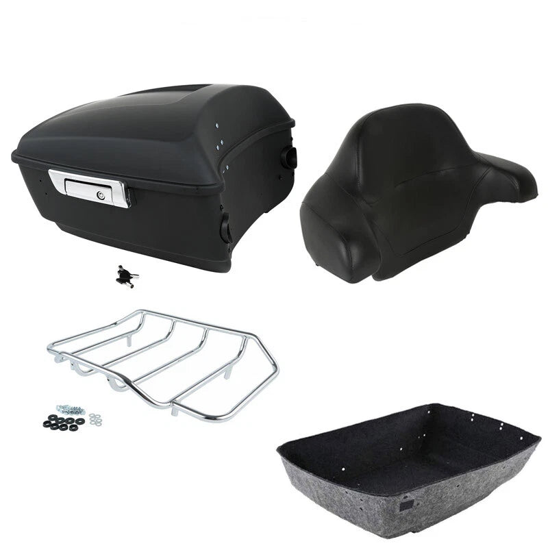 Matte King Trunk Backrest Top Rack Fit For Harley Touring Road Glide 2014-2026