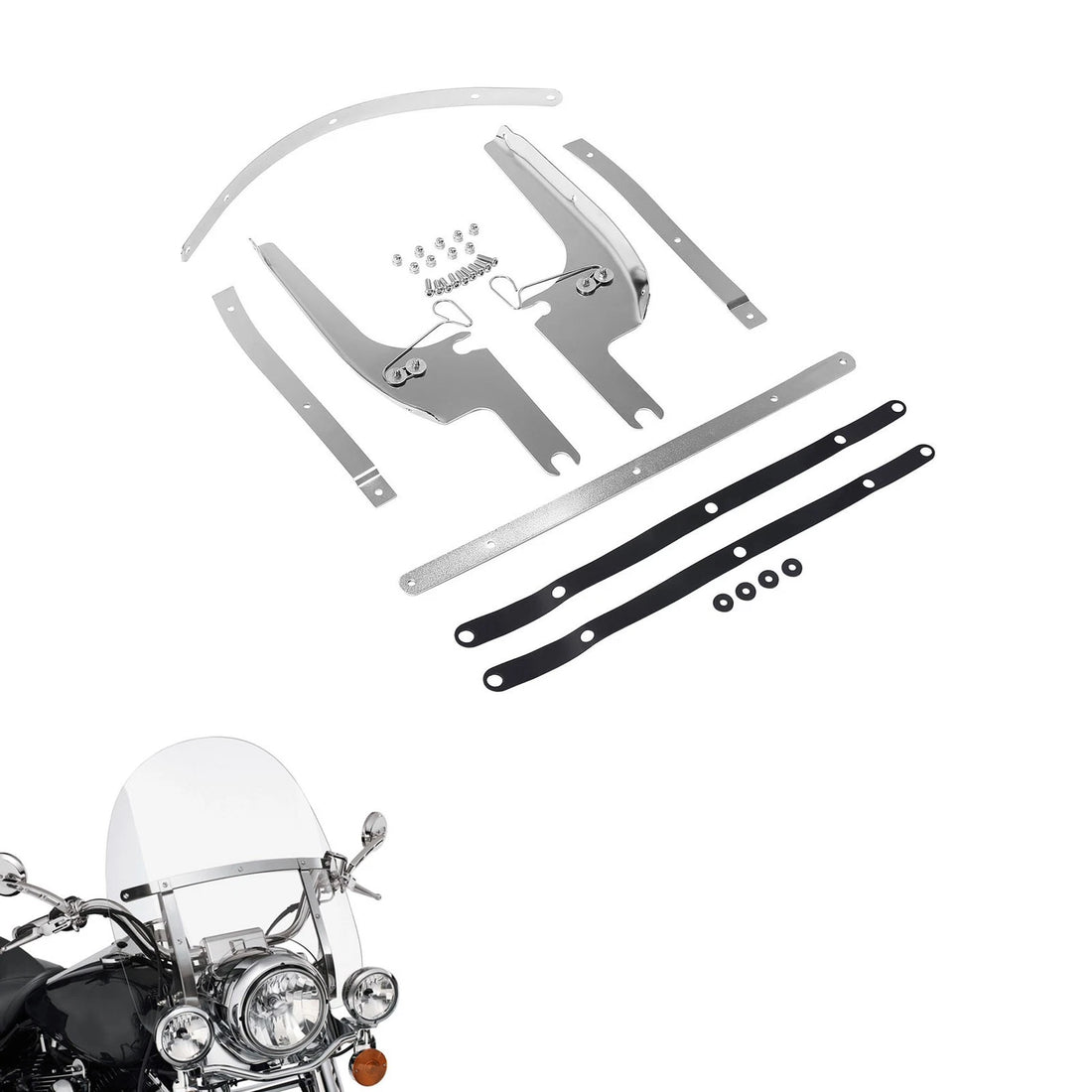 Chrome Windshield Windscreen Bracket Kit Fit For Harley Touring Road King 94-25
