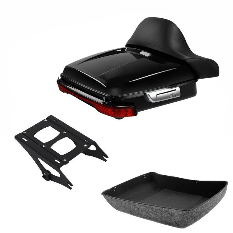 Chopped Trunk Backrest Light Mount Rack Fit For Harley Street Road Glide 2014-26
