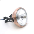 Retro Metal Copper Headlight W/ Side Mount Bracket For Cafe Racer Bobber Custom