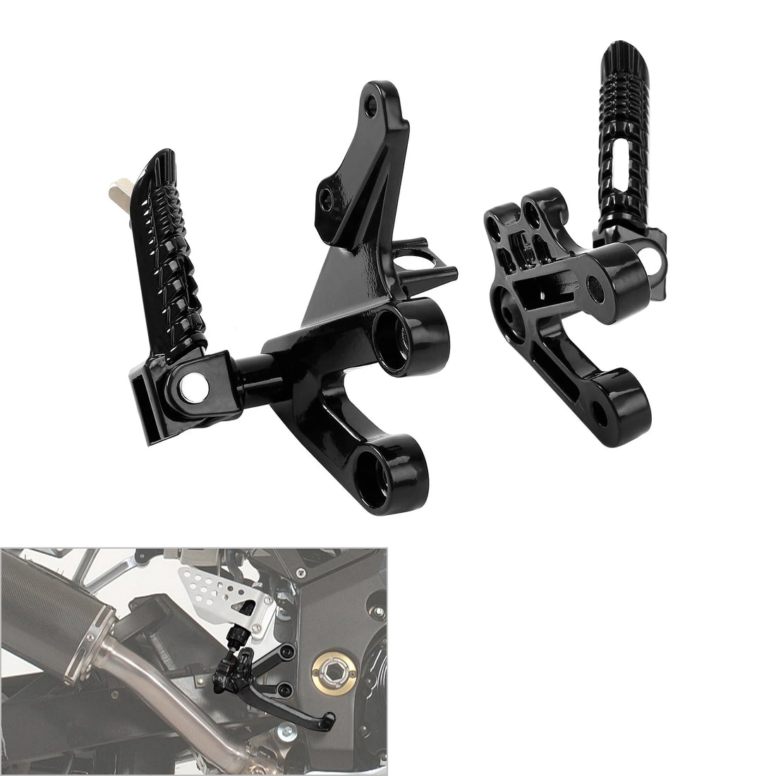 Front Driver Footpegs Footrest Brackets Fit For Suzuki GSXR1000 2003-2004 Black