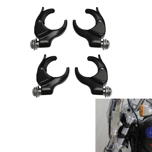 4X 49mm Quick Detach Windshield Clamps Fit For Harley Dyna Street Bob 2006-2017