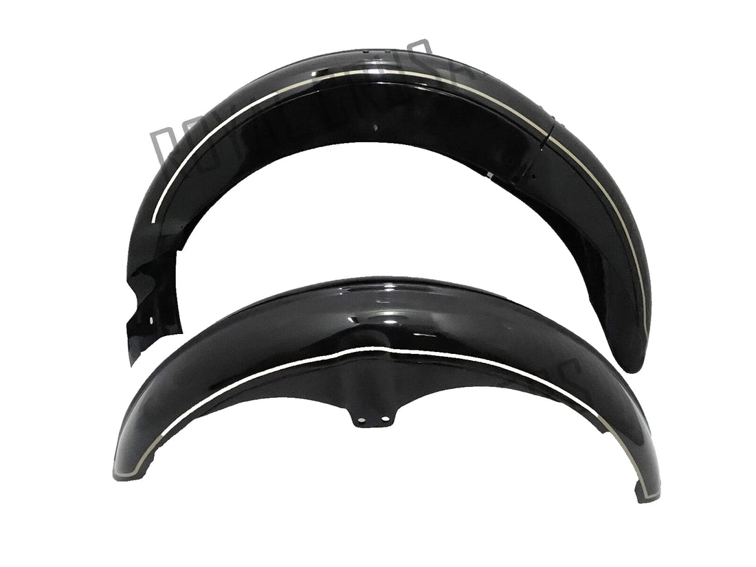 Fit For AJS FRONT & REAR BLACK PAINTED MUDGUARD SET (PRE-DRILLED (REPRODUCTION)