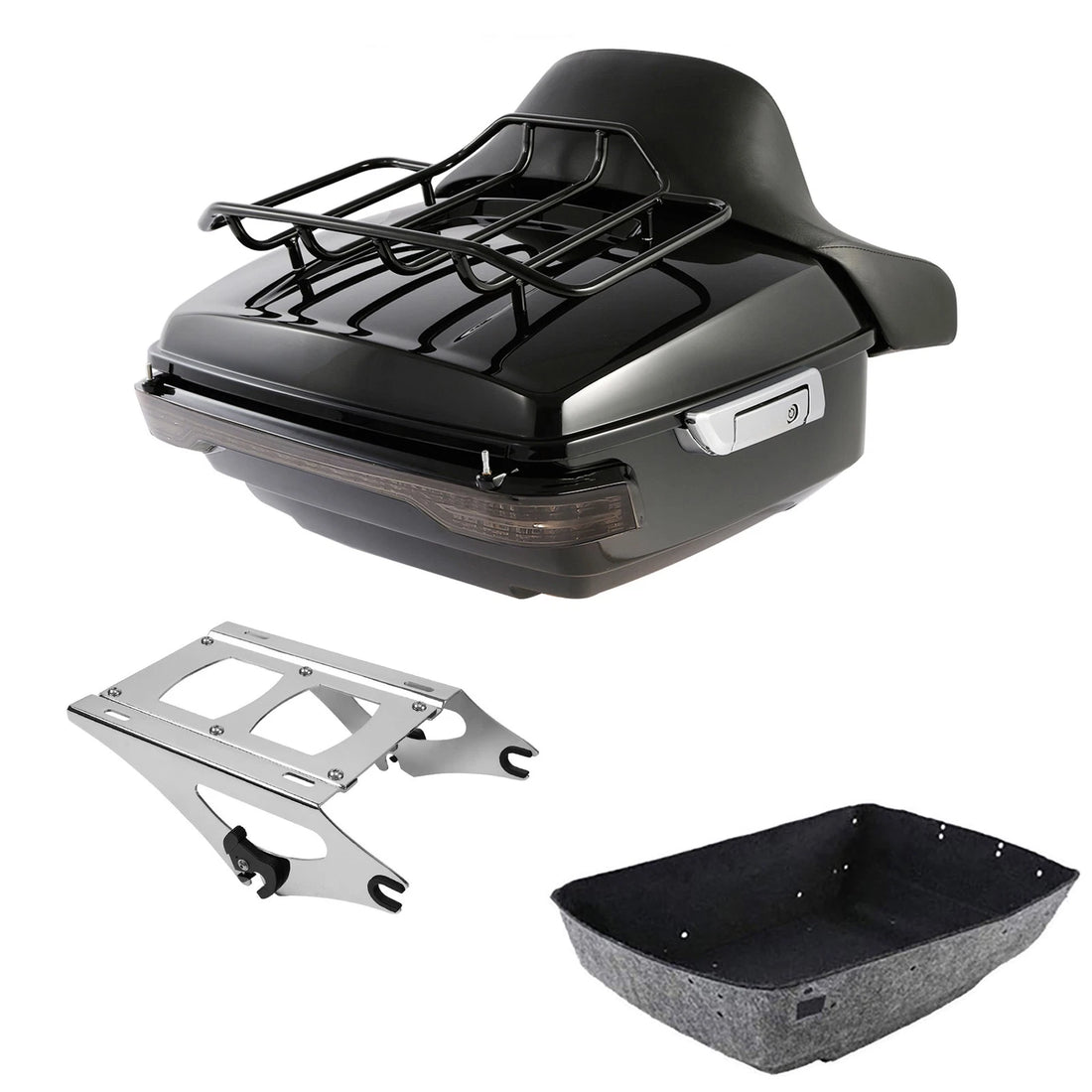 King Trunk Backrest Mount Rack Light Fit For Harley Touring Electra Glide 14-26