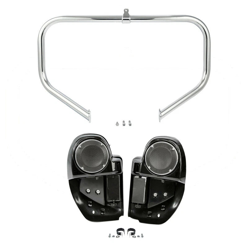 Lower Vented Fairing Speaker Pod & Engine Crash Bar Fit For Harley Touring 14-24