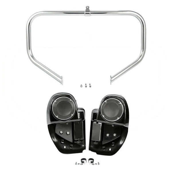 Lower Vented Fairing Speaker Pod & Engine Crash Bar Fit For Harley Touring 14-24