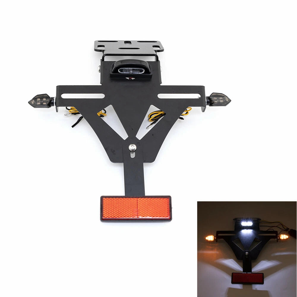 Adjustable Angle License Number Plate Frame Bracket With LED Turn Signal Light