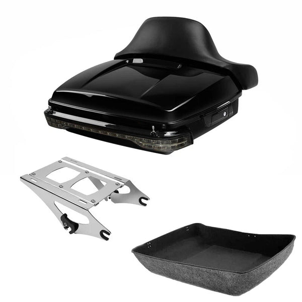 Chopped Trunk Backrest Pad LED Light Mount Rack Fit For Harley Touring 2014-2026