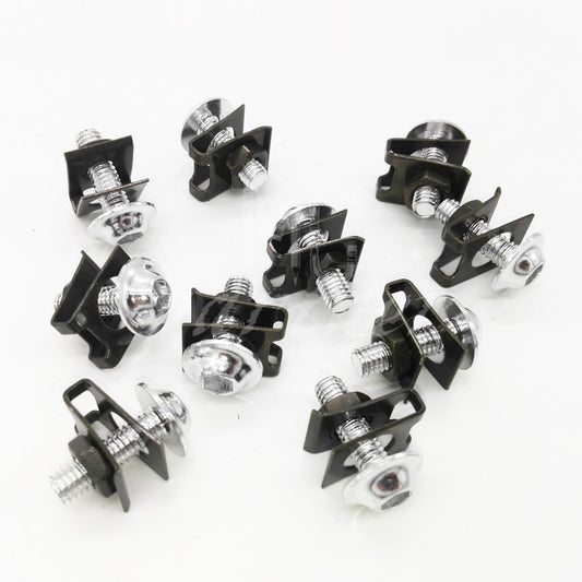 10 x Silver M6 6mm Aluminum Fairing Bolts Kit Body Fastener Clip Screw Sportbike
