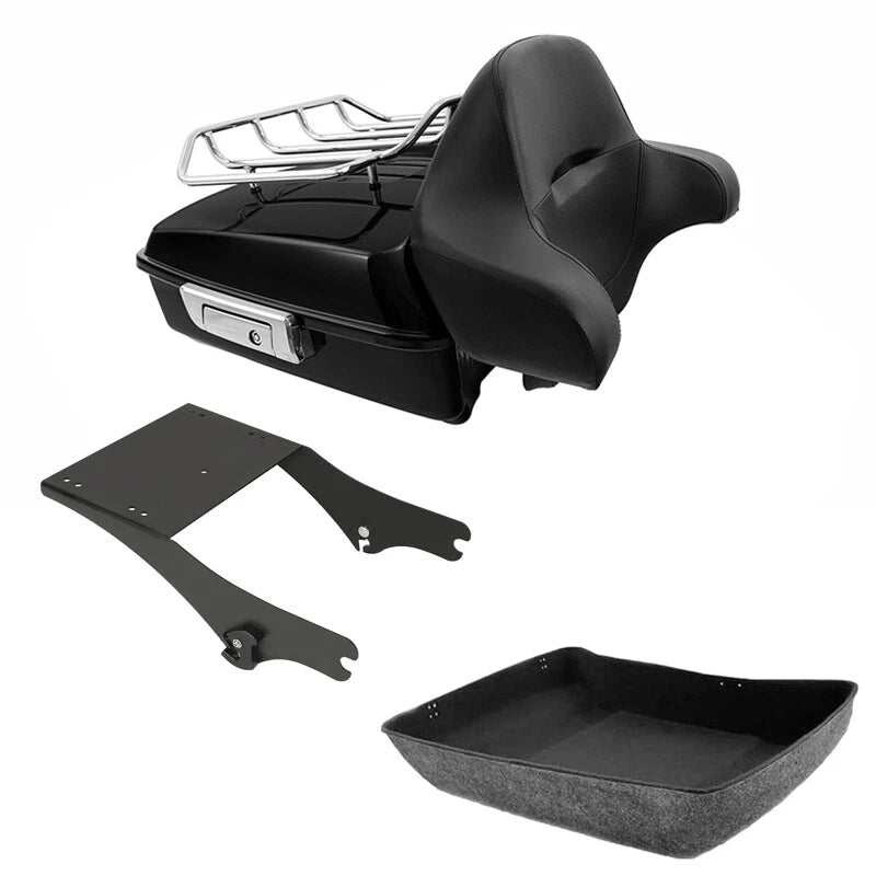 Chopped Trunk Backrest Top Rack Mount Fit For Harley Touring Road King 97-2008
