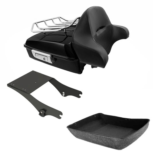 Chopped Trunk Backrest Top Rack Mount Fit For Harley Touring Road King 97-2008