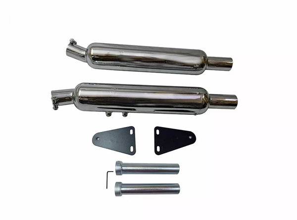 Fit For Aew 201 Chrome Exhaust Silencer Pair Royal Enfield GT & Interceptor 650