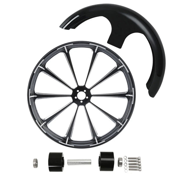 30" Front Wheel Rim & Hub Dual Disc Fender Fit For Harley Street Glide 2008-2024
