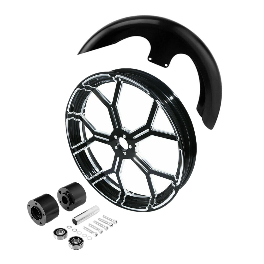 23'' Wheel Rim Dual Disc Hub Front Fender Fit For Harley Road Street Glide 97-08