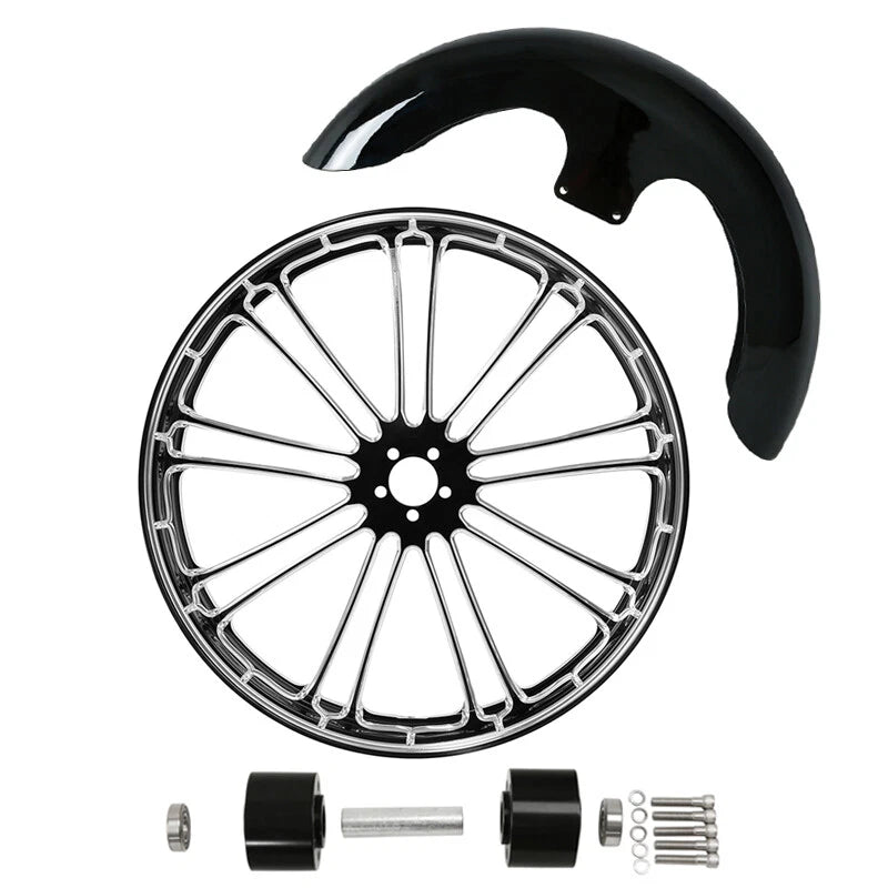 23" Front Wheel Rim Dual Disc Hub Fender Fit For Harley Touring 2008-2024 2022