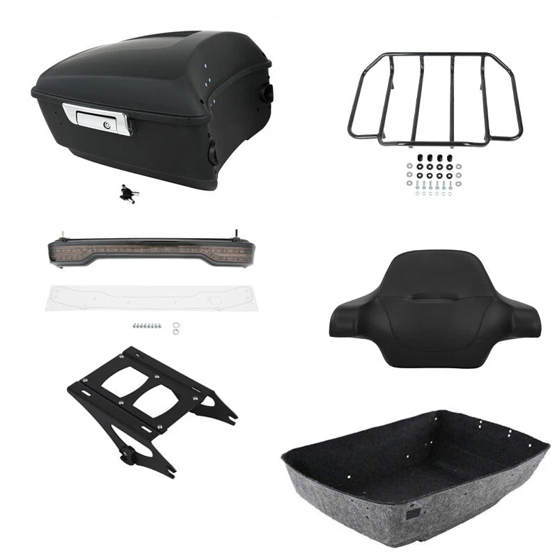 Matte Black King Trunk Pad Rack Light Mount Fit For Harley Cvo Road Glide 14-26