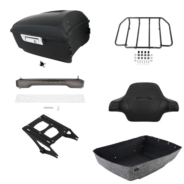 Matte Black King Trunk Pad Rack Light Mount Fit For Harley Cvo Road Glide 14-26