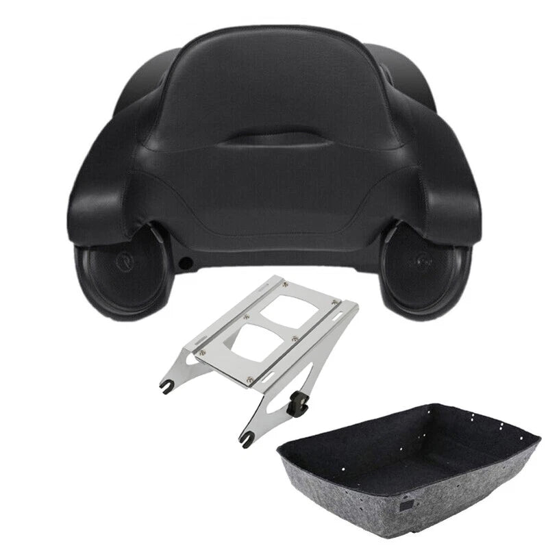 King Trunk Backrest Speakers Mount Rack Fit For Harley Touring Road Glide 14-26